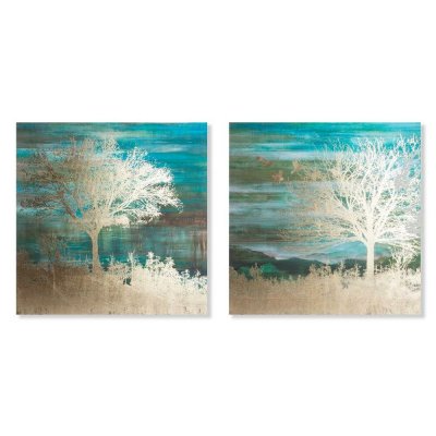Tavla DKD Home Decor Träd Modern (80 x 2,8 x 80 cm) (2 antal)