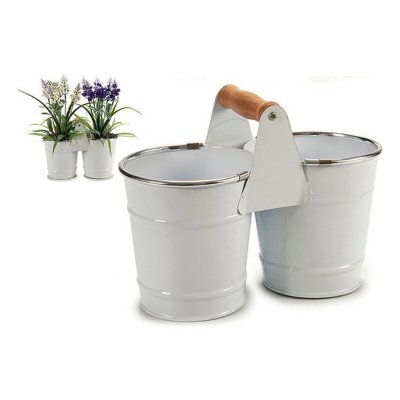 Kruka vit, silver