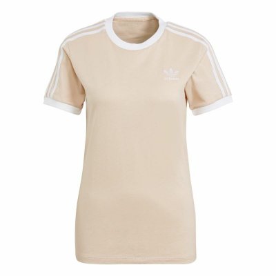 T-shirt med kortärm Dam Adidas Classics 3 Stripes Beige (Storlek: 32)