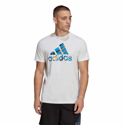 T-shirt med kortärm Herr Adidas Essentials Camo Vit (Storlek: M)