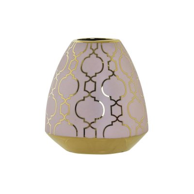 Vas DKD Home Decor Porslin Rosa Gyllene Orientalisk (16 x 16 x 18 cm)