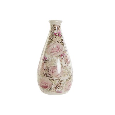Vas DKD Home Decor Keramik Rosa Vit Shabby Chic (13 x 13 x 26 cm)