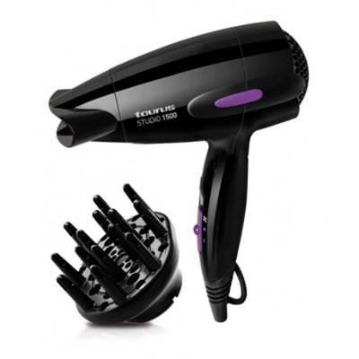 Hårtork Taurus STUDIO 1500W Hopfällbar Svart