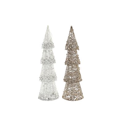 Belysning dekoration DKD Home Decor Jul Champagne Träd Vit (14 x 14 x 50 cm) (2 antal)