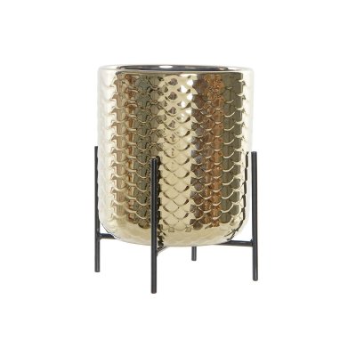 Kruka DKD Home Decor Keramik Svart Gyllene (13 x 13 x 18 cm)
