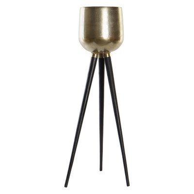 Kruka DKD Home Decor Svart Aluminium Gyllene (32 x 32 x 85 cm)