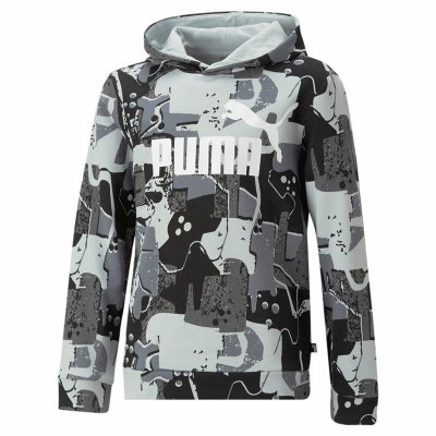 Tröja med huva Unisex Puma Essentials+ Street Art Svart Grå (Storlek: 13-14 år)