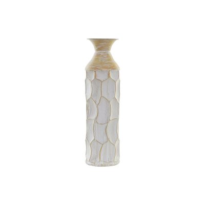 Vas DKD Home Decor Metall Brun Vit Tropiskt (14 x 14 x 51 cm)