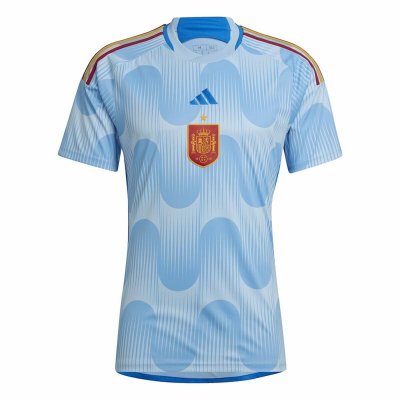 Kortärmad fotbollströja för herrar Adidas 2ª Equipación España 22 Ljusblå (Storlek: M)