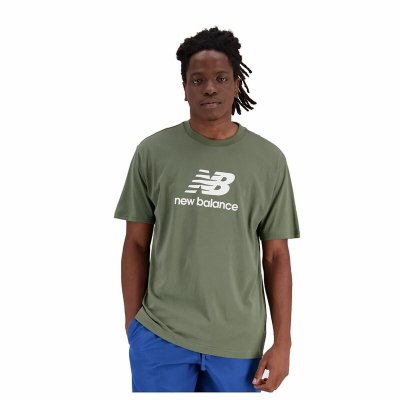 T-shirt med kortärm Herr New Balance Essentials Stacked Logo Grön (Storlek: S)
