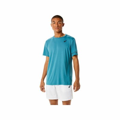T-shirt med kortärm Herr Asics Court Blå (Storlek: L)