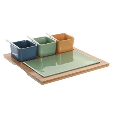 Tilltuggsset DKD Home Decor Porslin Multicolour Bambu 8 Delar (30 x 30 x 6 cm)