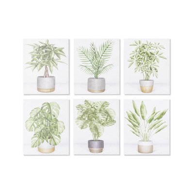 Tavla DKD Home Decor Blommor, växter och träd (40 x 1,8 x 50 cm) (6 antal) (12 antal)