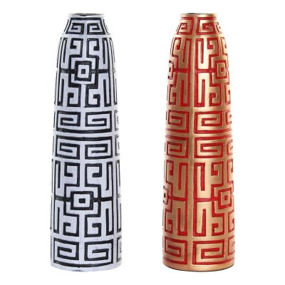 Vas DKD Home Decor Blå Röd Harts Orientalisk (2 pcs) (10 x 10 x 36 cm)