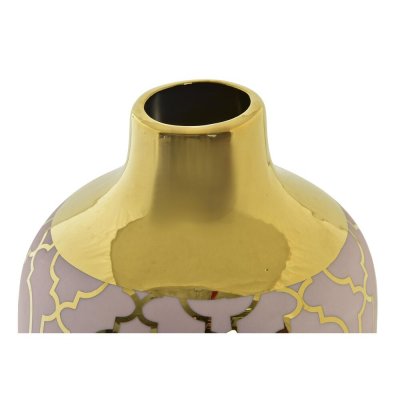 Vas DKD Home Decor Porslin Rosa Gyllene Orientalisk (13 x 13 x 26 cm)