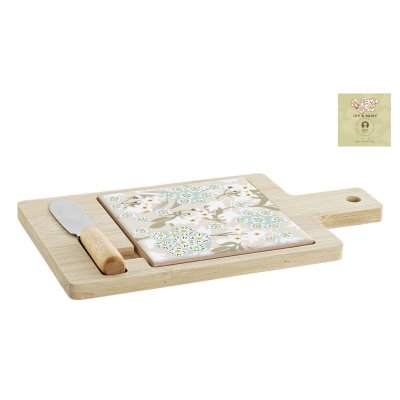 Snacksbricka DKD Home Decor Bambu Stengods 3 Delar (21,5 x 11,8 x 1,5 cm)