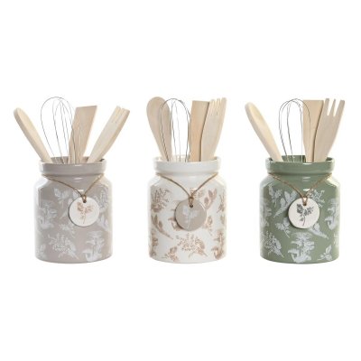 Kruka för köksredskap DKD Home Decor 3 antal Dolomite Trä MDF (12 x 12 x 25 cm)