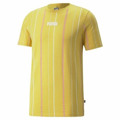 T-shirt med kortärm Herr Puma Modern Basics Stripe M Gul (Storlek: L)