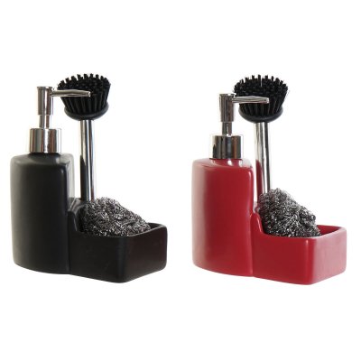 Tvåldispenser DKD Home Decor Kök Röd Svart Dolomite (14 x 9 x 16,5 cm) (2 antal)