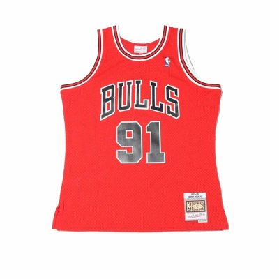 Baskettröja Mitchell & Ness Chicago Bull Dennis Rodman Röd (Storlek: S)