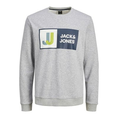 Tröja utan huva Herr CREW Jack & Jones 12218814 Grå (Storlek: L)