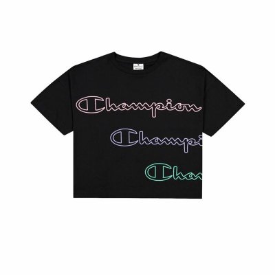 T-shirt med kortärm Dam Champion Crewneck Svart (Storlek: XS)