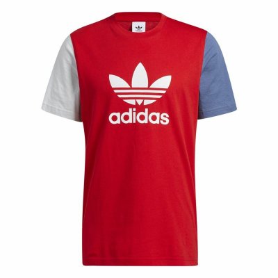 T-shirt med kortärm Herr Adidas Blocked Trefoil Röd (Storlek: XL)