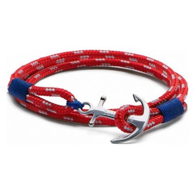 Unisexarmband Tom Hope TM001 Röd Textil Sterlingsilver Silvrig Textil/Sterlingsilver (Mått: 17 cm)