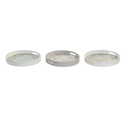Bricka DKD Home Decor Beige Brun Terrakota n Vit Grön Trä MDF (35 x 35 x 5 cm) (40 x 30 x 5 cm) (3 antal)