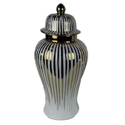 Keramikskål DKD Home Decor Porslin Gyllene Vit Orientalisk (20 x 20 x 43 cm)
