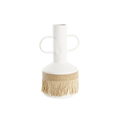 Vas DKD Home Decor Naturell Metall Vit Fibrer Frans (20 x 16 x 32 cm)