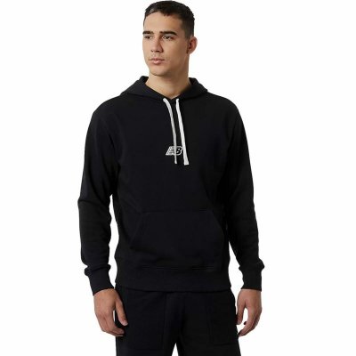 Tröja med huva Herr New Balance Essentials Fleece Svart (Storlek: XL)