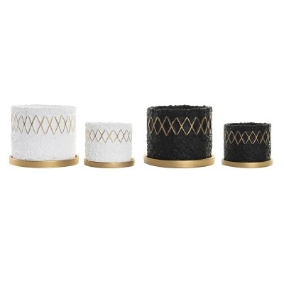 Kruka DKD Home Decor Svart Cement Vit Urban (2 Delar) (2 antal) (20 x 20 x 18 cm)