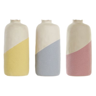Vas DKD Home Decor Blå Rosa Terrakota n Gul Stengods (13 x 12 x 28 cm) (3 pcs)