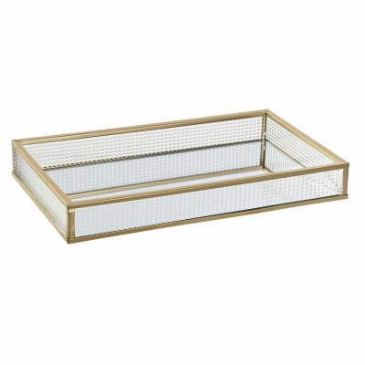 Bricka DKD Home Decor Glas Metall (24 x 14 x 3 cm)