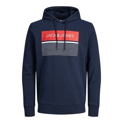Tröja med huva Herr JJTRAVIS Jack & Jones 12223700 Marinblå (Storlek: S)