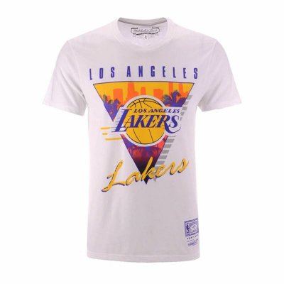 T-shirt med kortärm Herr Mitchell & Ness Los Angeles Lakers Vit (Storlek: M)