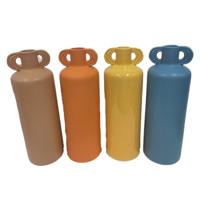 Vas DKD Home Decor Beige Blå Orange Dolomite Senap Urban (10 x 10 x 30 cm) (4 antal)