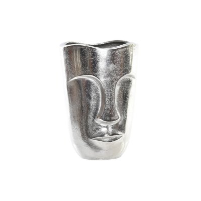 Vas DKD Home Decor Ansikte Silvrig Aluminium Modern (18 x 14 x 26 cm)