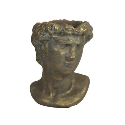 Kruka DKD Home Decor Ansikte Gyllene Cement Traditionell (12 x 11 x 16 cm)