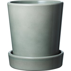 Kruka med fat Ø14 cm, Mörkgrön