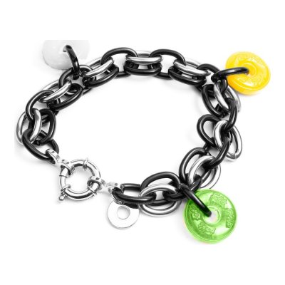 Damarmband Folli Follie BA1B003SK-BVA Svart Rostfritt stål (23 cm)