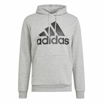 Tröja med huva Herr Adidas Essentials Fleece Big Logo Grå (Storlek: M)