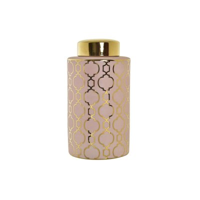 Vas DKD Home Decor Porslin Rosa Gyllene Orientalisk (17 x 17 x 32 cm)