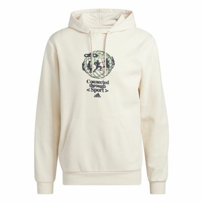 Tröja med huva Herr Adidas Connected Through Sport Beige (Storlek: S)