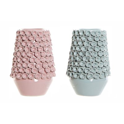 Vas DKD Home Decor Rosa Turkos Stengods Medelhavs (2 pcs) (16 x 16 x 22 cm)