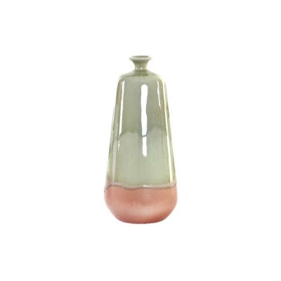 Vas DKD Home Decor Keramik Rosa Grön Dvobarvna Modern (15 x 15 x 32 cm)
