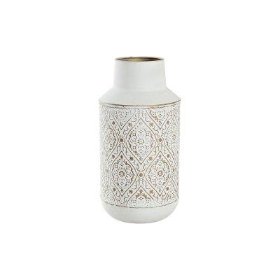 Vas DKD Home Decor Gyllene Metall Vit Arab (16 x 16 x 31 cm)