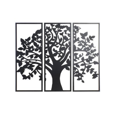 Väggdekoration DKD Home Decor 3 Delar Svart Träd Metall (105 x 1,5 x 91 cm) (91 cm)