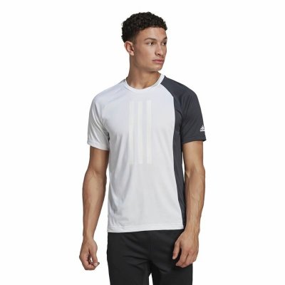 T-shirt med kortärm Herr Adidas ColourBlock Vit (Storlek: M)